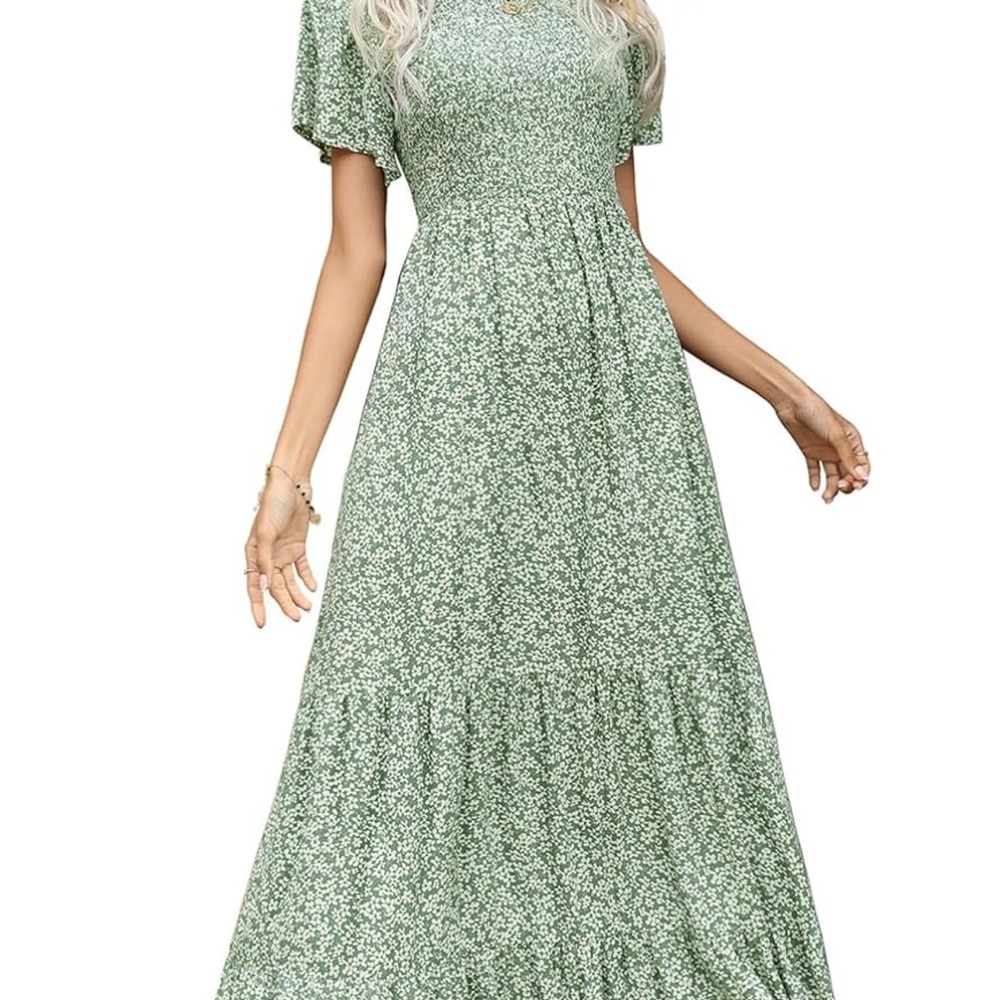 Floral Green Maxi Dress